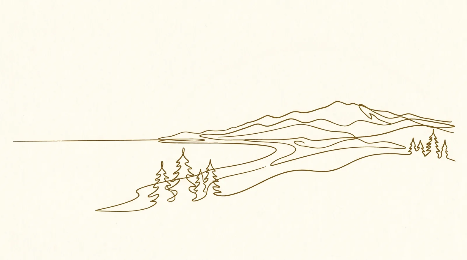 鳥海山を望む稜線の線画